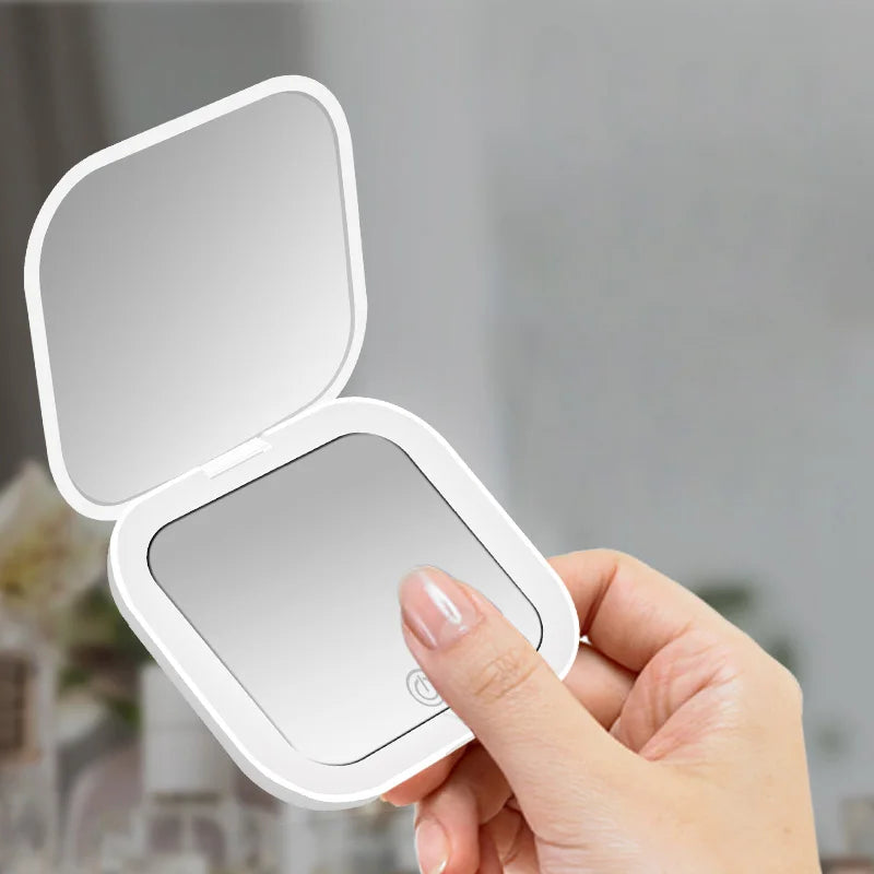 Espelho De bolso Para Maquiagem com Led